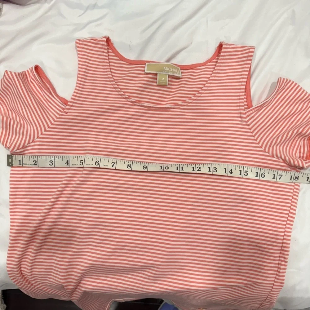 Michael Kors Striped Cold Shoulder Tee size M